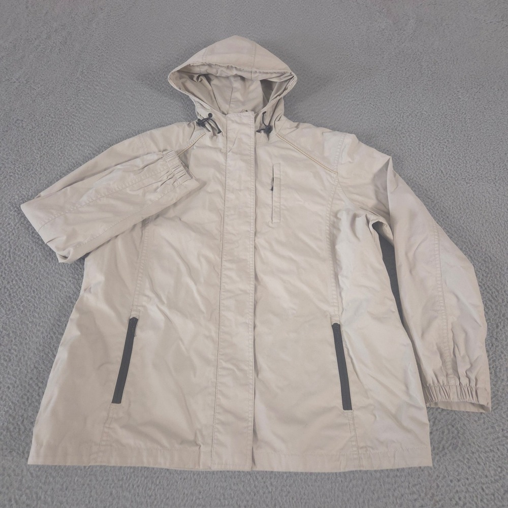 Eddie Bauer‎ Jacket Womens XL Tan WeatherEdge Waterproof Hooded Rain Shell